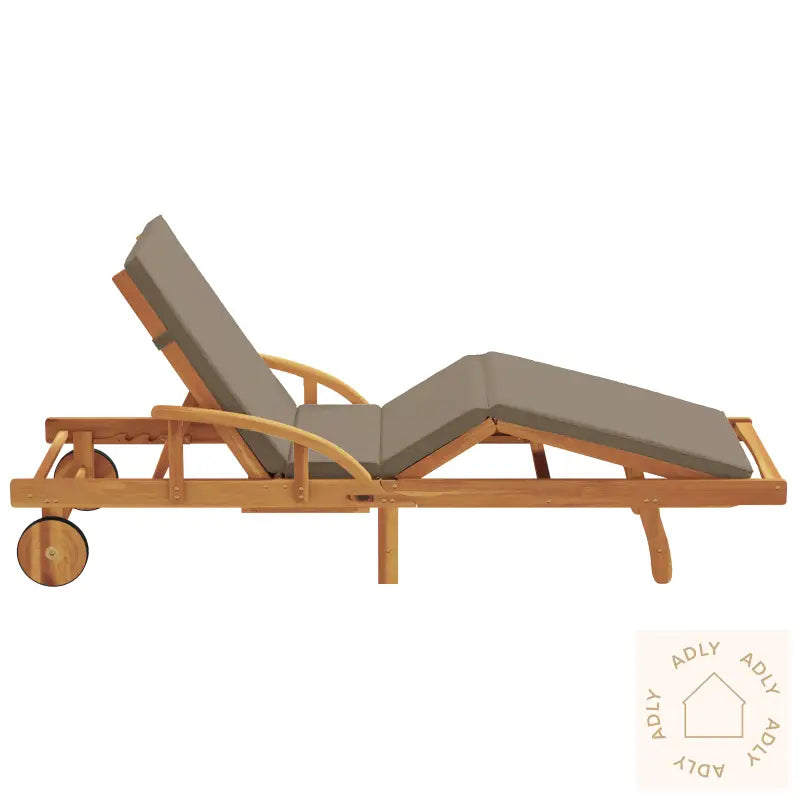 Sammenleggbar Solseng Med Hjul Og Pute Taupe Solid Tre Akacia