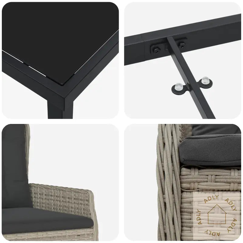 5 Deler Hagedining-Sett Lysegrå Poly Rattan