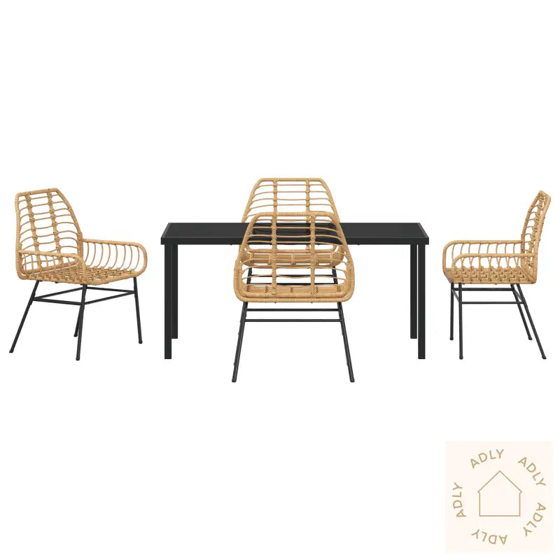 5 Delt Hage Spise Sett Brun Poly Rattan