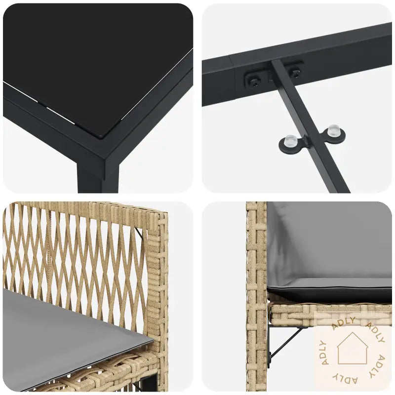 5-Delers Hage Spisegruppe Med Puter Beige Poly Rattan