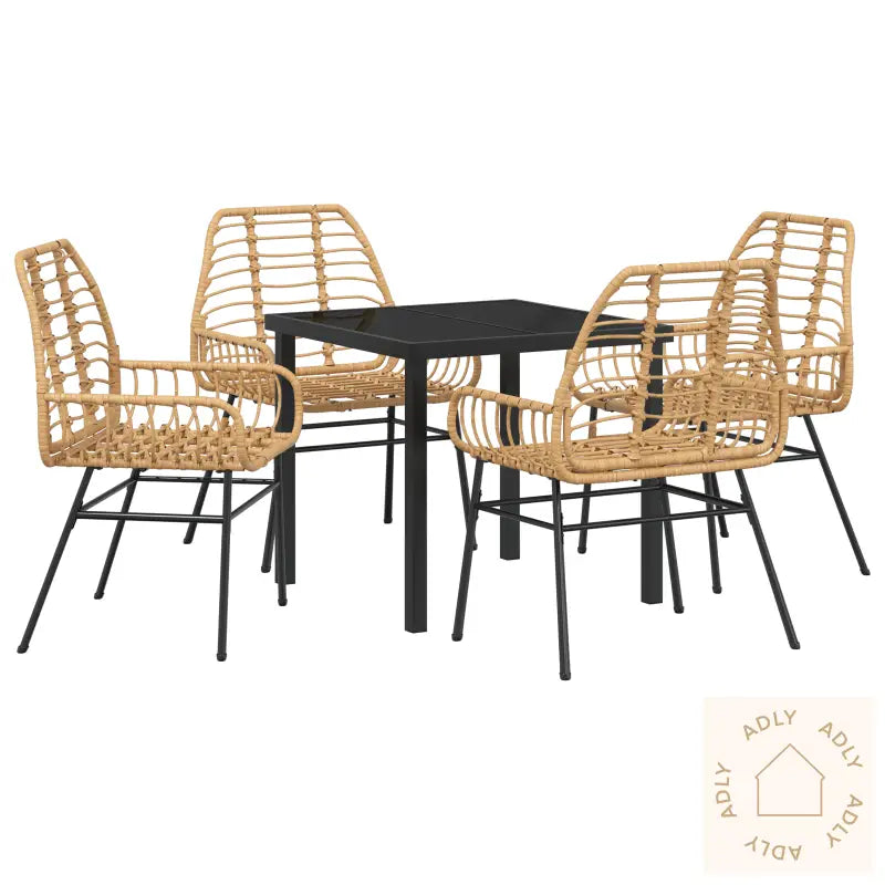 5-Delt Hagemøbelsett Brun Poly Rattan