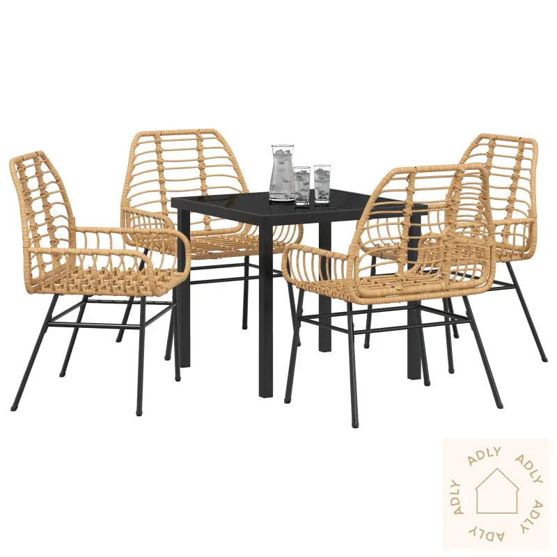 5-Delt Hagemøbelsett Brun Poly Rattan