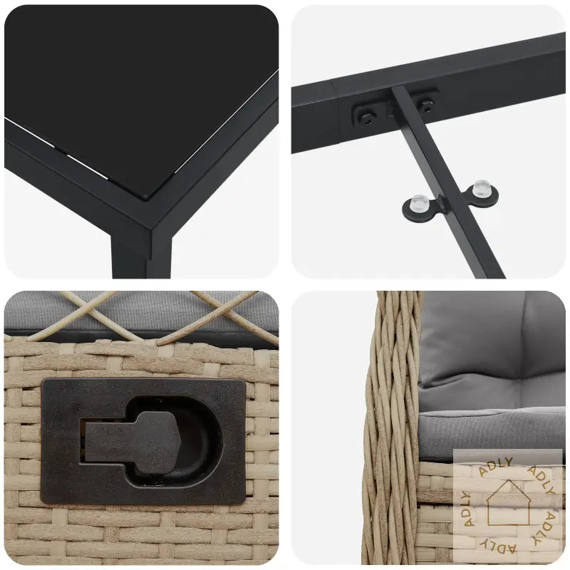 5 Deler Hage Spisebordsett Beige Poly Rattan