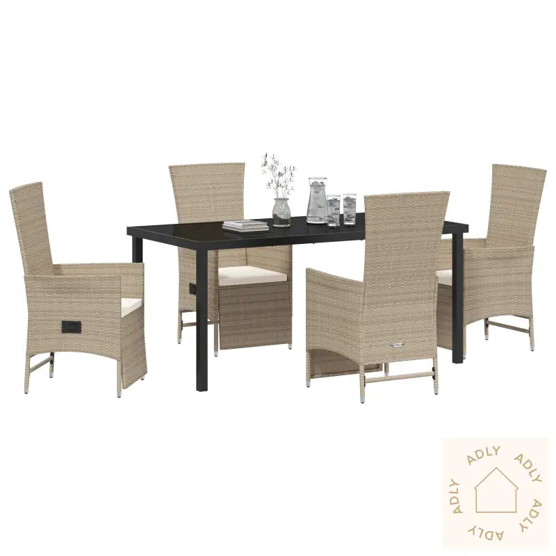 5-Delt Hage Spise Set Med Puter Beige Poly Rotting