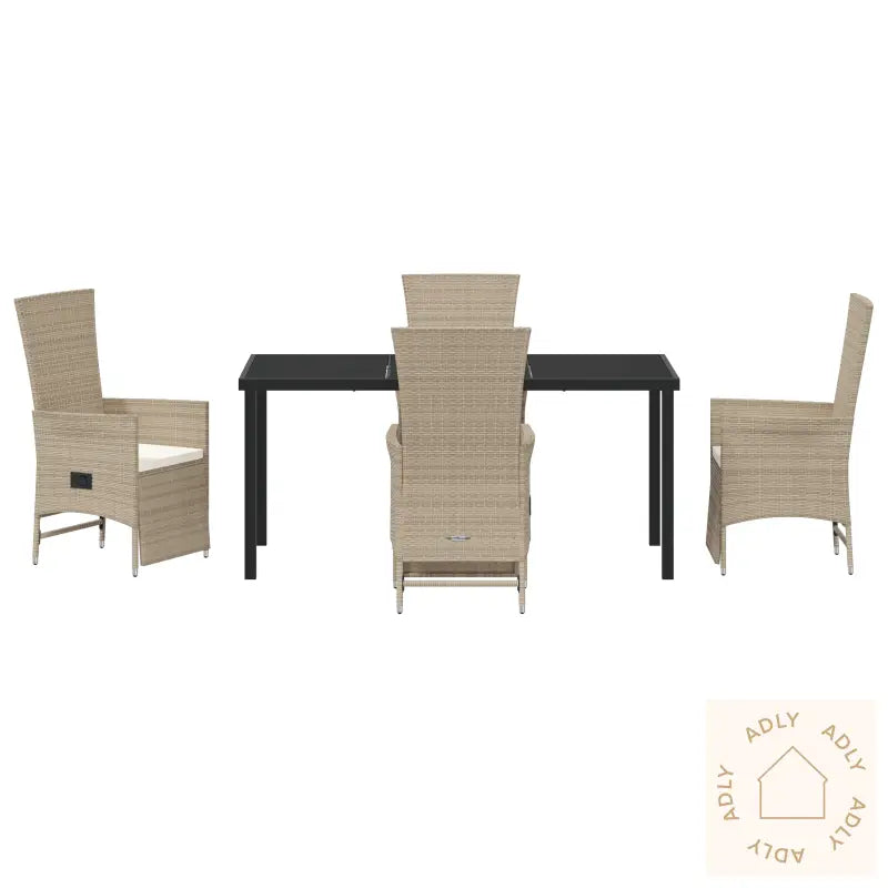 5-Delt Hage Spise Set Med Puter Beige Poly Rotting