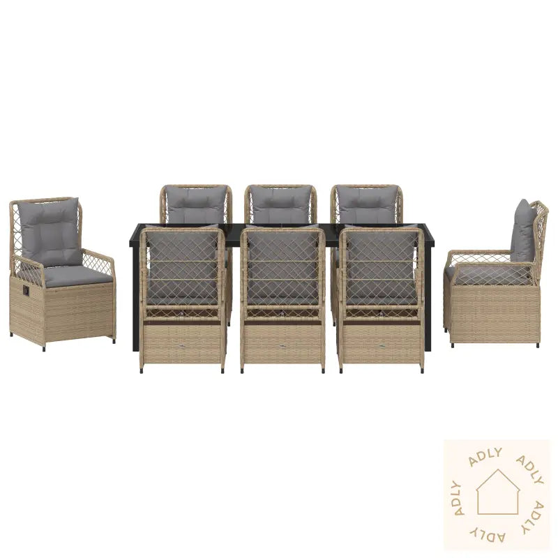9-Delers Hage Spisebordsett Beige Poly Rotting