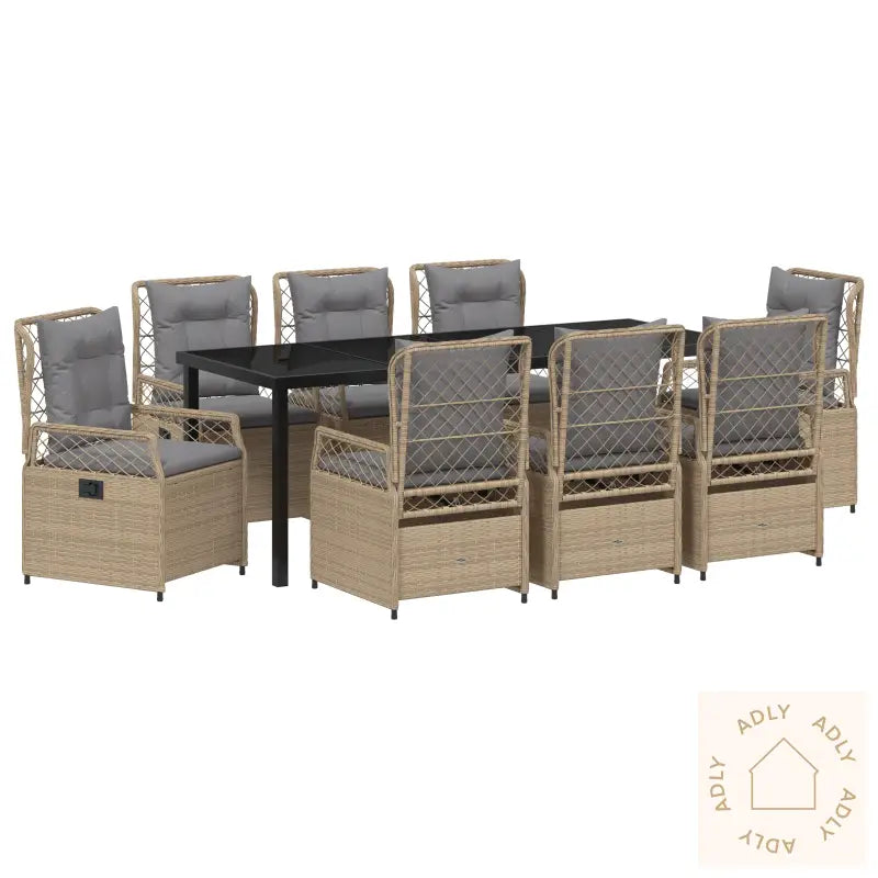 9-Delers Hage Spisebordsett Beige Poly Rotting