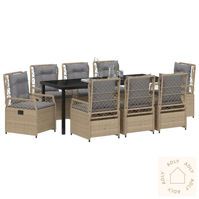 9-Delers Hage Spisebordsett Beige Poly Rotting