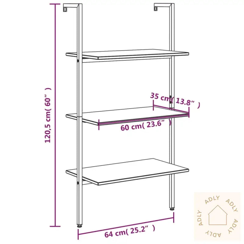 Stigehyller 3 Etasjer Svart 64X35X120,5 Cm