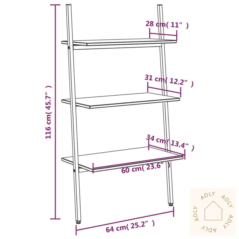 Stigehyller 3 Etasjer Svart 64X34X116 Cm