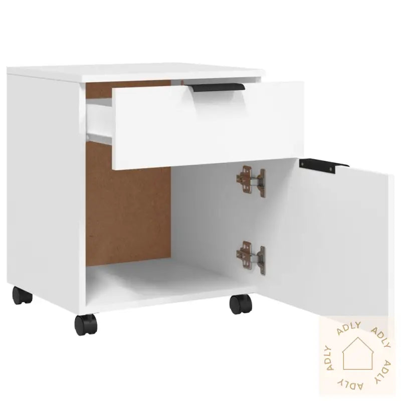 Mobilt Arkivskap Med Hjul Hvit 45X38X54 Cm Konstruert Tre