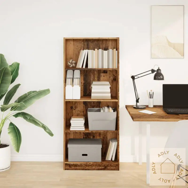 Bokhylle Gammelt Tre 60X24X143 Cm Konstruert Tre