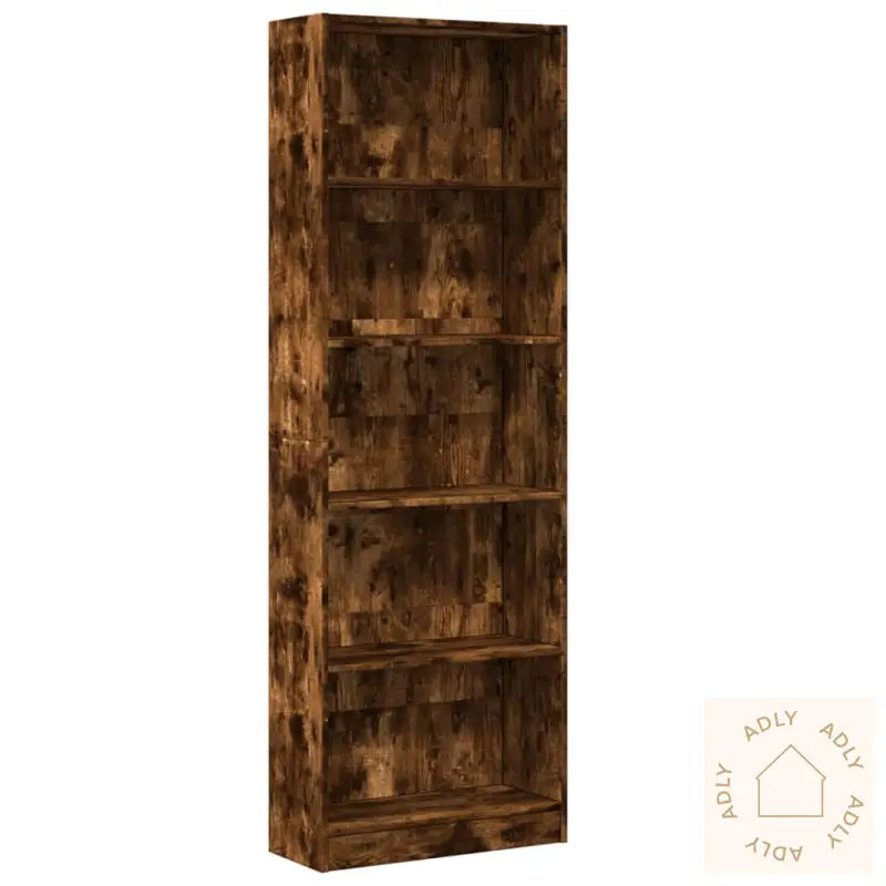 Bokhylle Røkt Eik 60X24X176 Cm Konstruert Tre