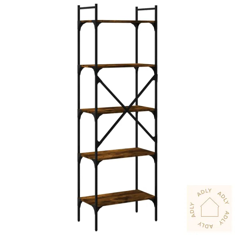 Bokhylle 5 Etasjer Røkt Eik 56X31,5X174 Cm Konstruert Tre