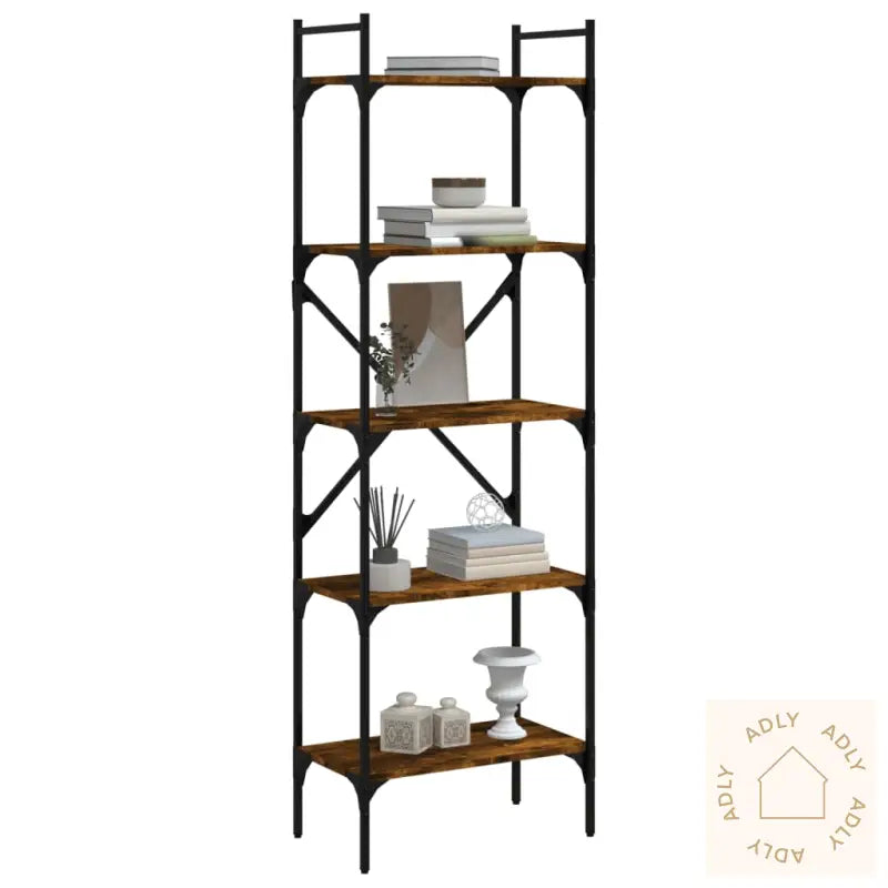 Bokhylle 5 Etasjer Røkt Eik 56X31,5X174 Cm Konstruert Tre