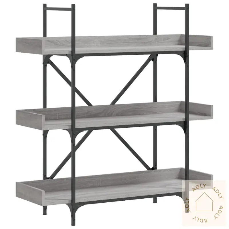 Bokhylle 3 Etasjer Grå Sonoma 100X33X108,5 Cm Konstruert Tre