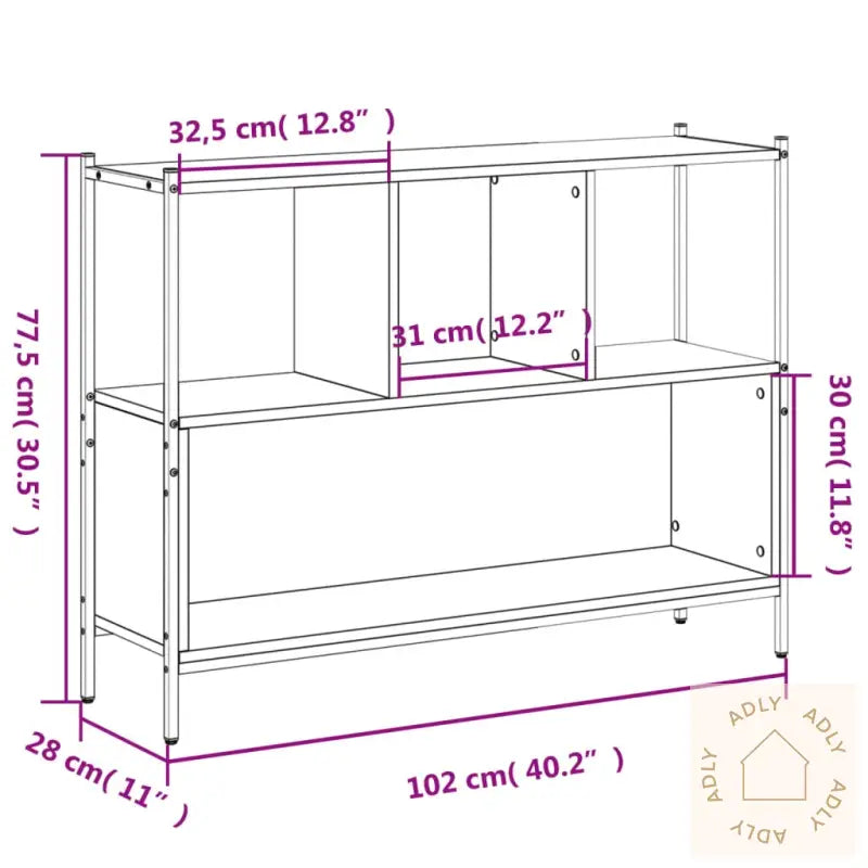Bokhylle Grå Sonoma 102X28X77,5 Cm Konstruert Tre