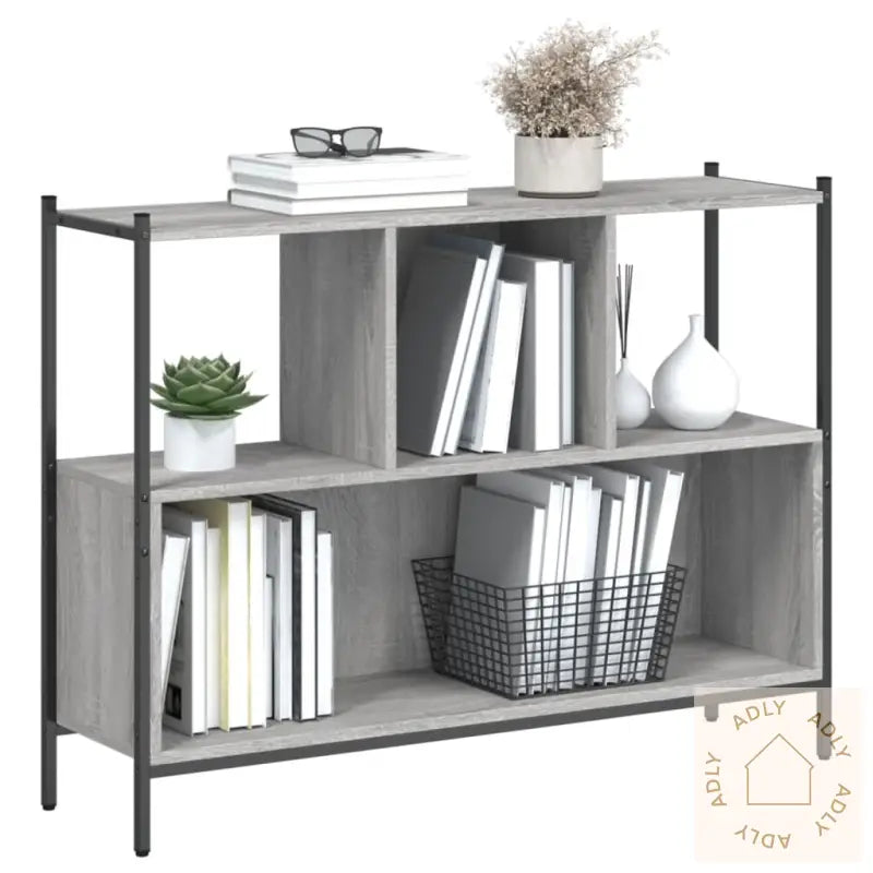 Bokhylle Grå Sonoma 102X28X77,5 Cm Konstruert Tre