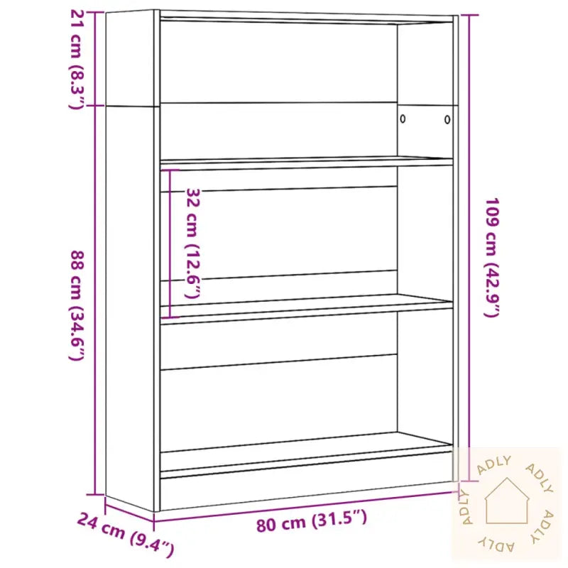 Bokhylle Hvit 80X24X109 Cm Konstruert Tre