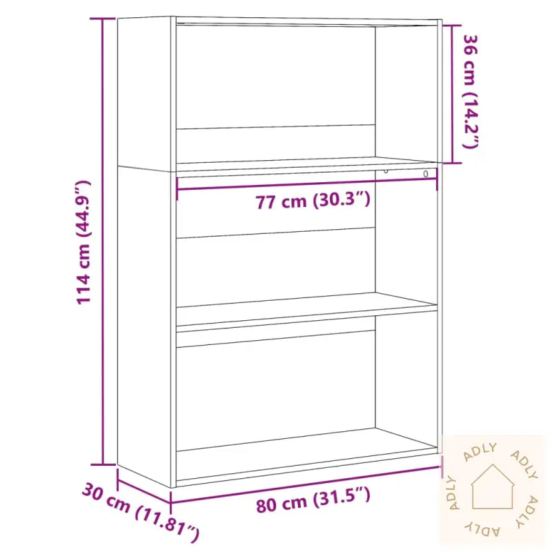 Bokhylle Hvit 80X30X114 Cm Konstruert Tre