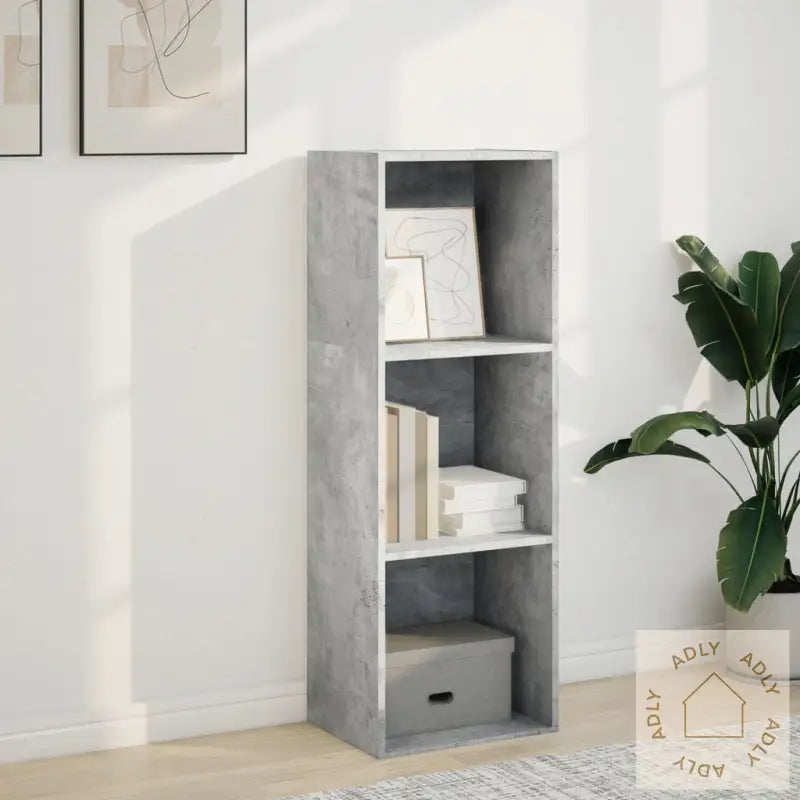 Bokhylle Betonggrå 40X30X114 Cm Konstruert Tre