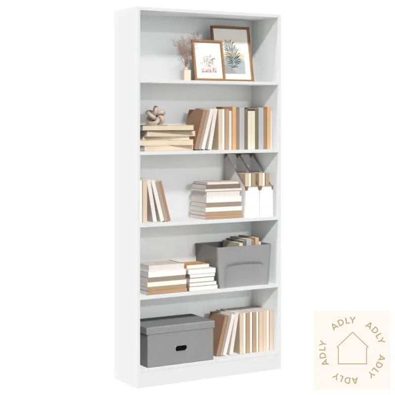 Bokhylle Hvit 80X24X176 Cm Konstruert Tre