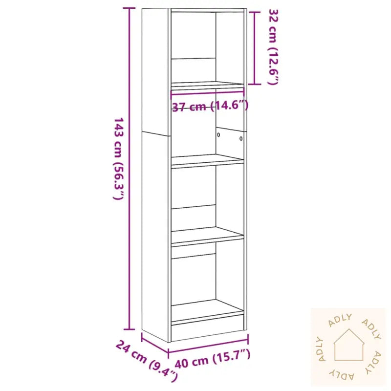 Bokhylle Hvit 40X24X143 Cm Konstruert Tre