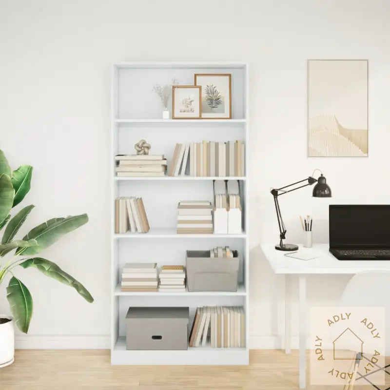 Bokhylle Hvit 80X24X176 Cm Konstruert Tre