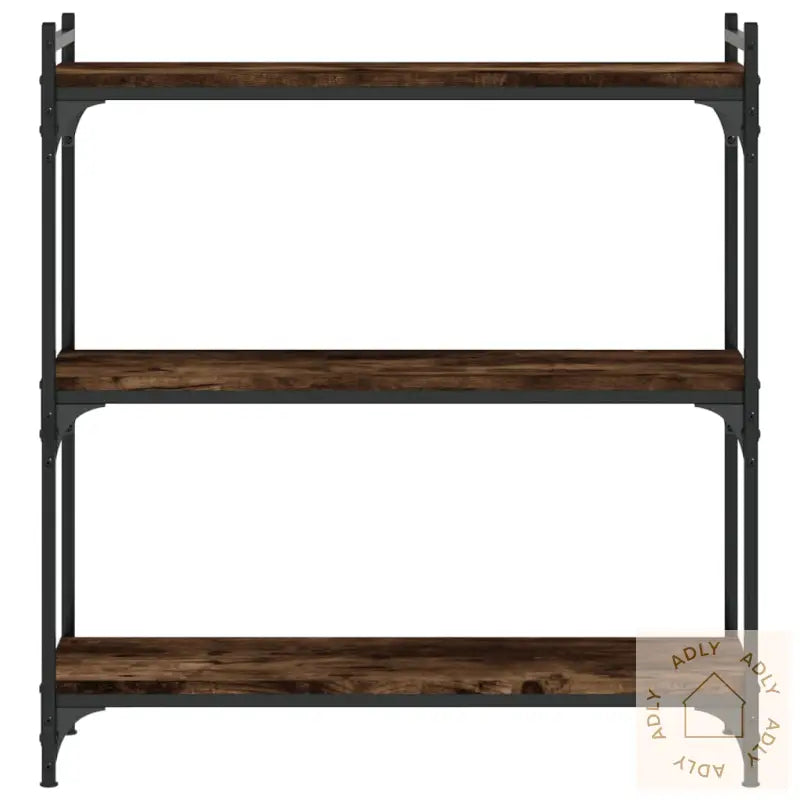 Bokhylle 3 Etasjer Røkt Eik 80X30X86 Cm Konstruert Tre