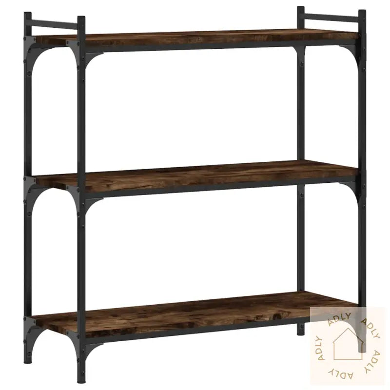 Bokhylle 3 Etasjer Røkt Eik 80X30X86 Cm Konstruert Tre