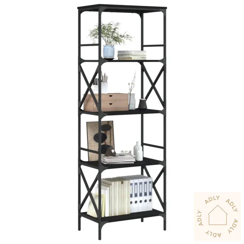 Bokhylle 5 Etasjer Svart 59X35X171 Cm Konstruert Tre