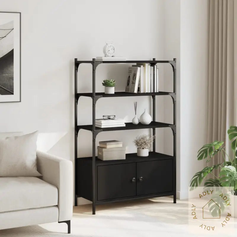 Bokhylle 3 Etasjer Svart 70X30X109,5 Cm Konstruert Tre