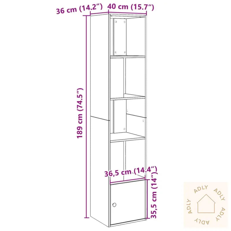 Bokhylle Svart 40X36X189 Cm Konstruert Tre