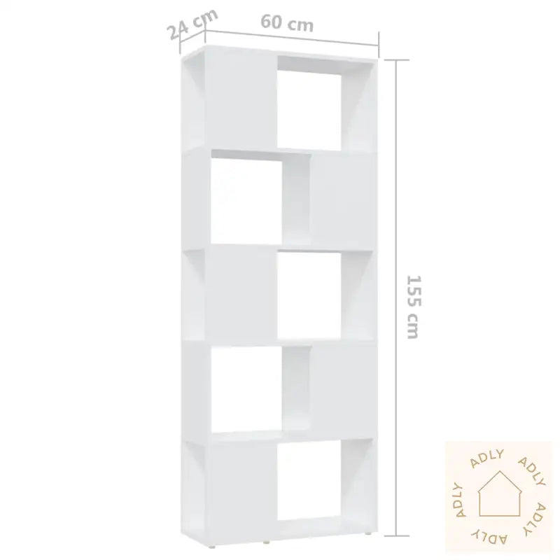 Bokhylle/Romdeler Hvit 60X24X155 Cm Konstruert Tre