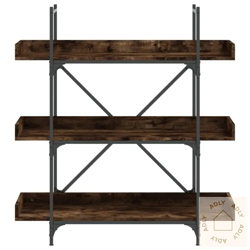 Bokhylle 3 Etasjer Røkt Eik 100X33X108,5 Cm Konstruert Tre