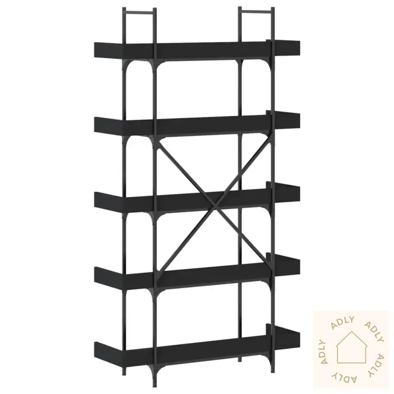 Bokhylle 5 Etasjer Svart 100X33X180,5 Cm Konstruert Tre