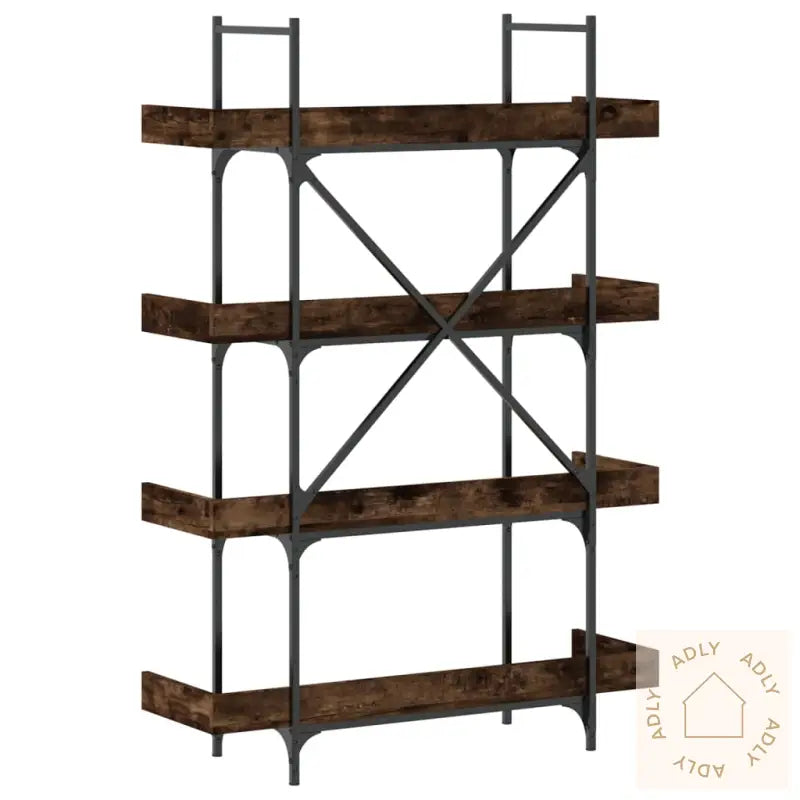 Bokhylle 4 Etasjer Røkt Eik 100X33X145,5 Cm Konstruert Tre