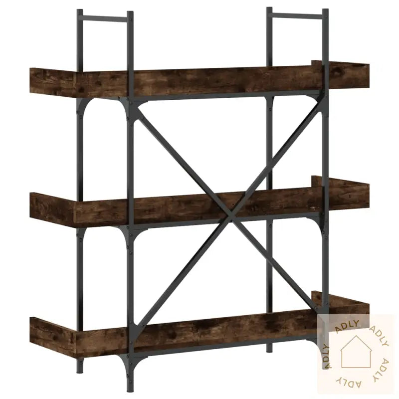 Bokhylle 3 Etasjer Røkt Eik 100X33X108,5 Cm Konstruert Tre