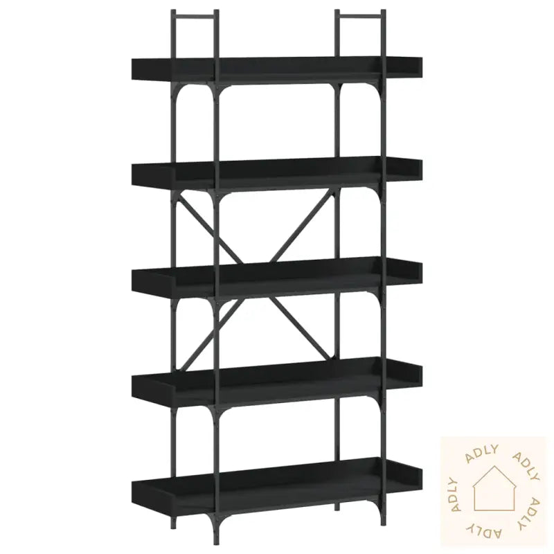 Bokhylle 5 Etasjer Svart 100X33X180,5 Cm Konstruert Tre
