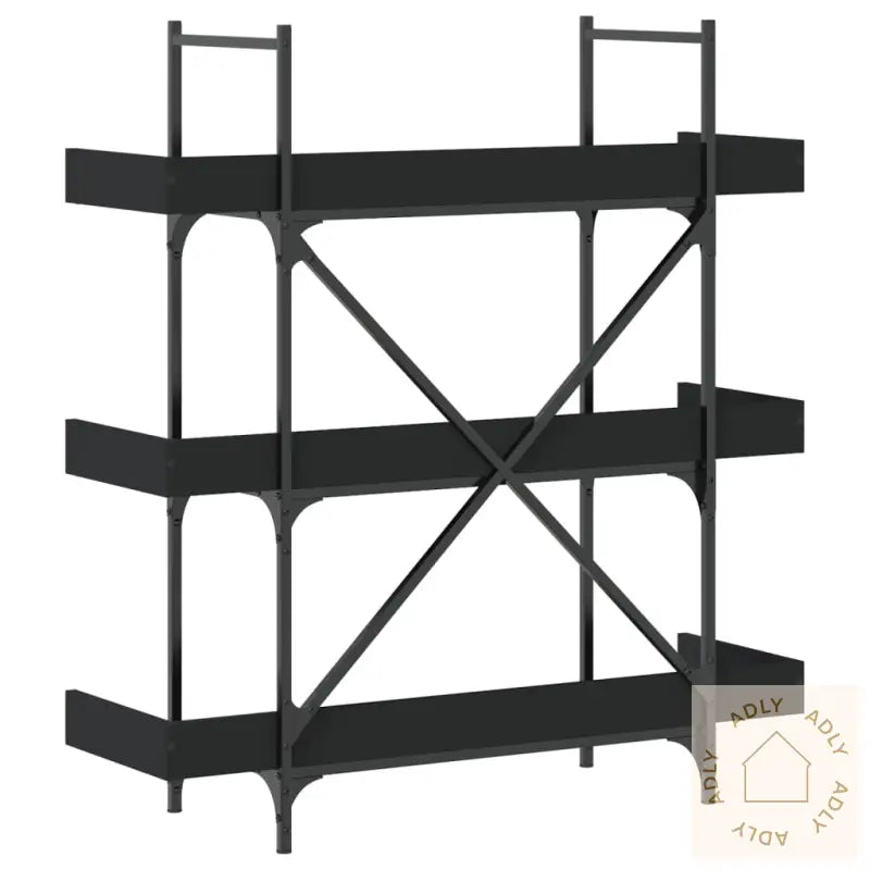 Bokhylle 3 Etasjer Svart 100X33X108,5 Cm Konstruert Tre
