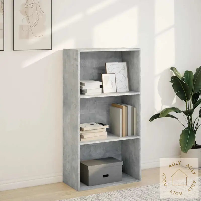 Bokhylle Betonggrå 60X30X114 Cm Konstruert Tre