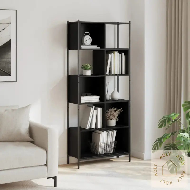 Bokhylle Svart 72X28X172 Cm Konstruert Tre