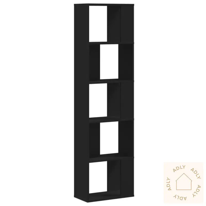 Bokhylle 5 Etasjer Svart 45X23,5X162,5 Cm Konstruert Tre