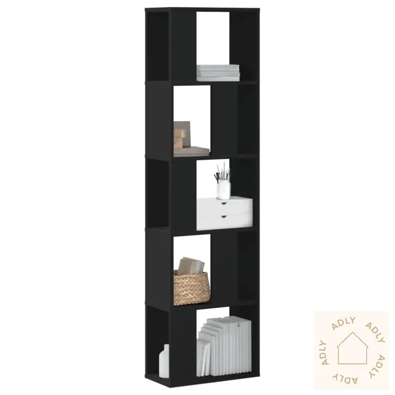 Bokhylle 5 Etasjer Svart 45X23,5X162,5 Cm Konstruert Tre