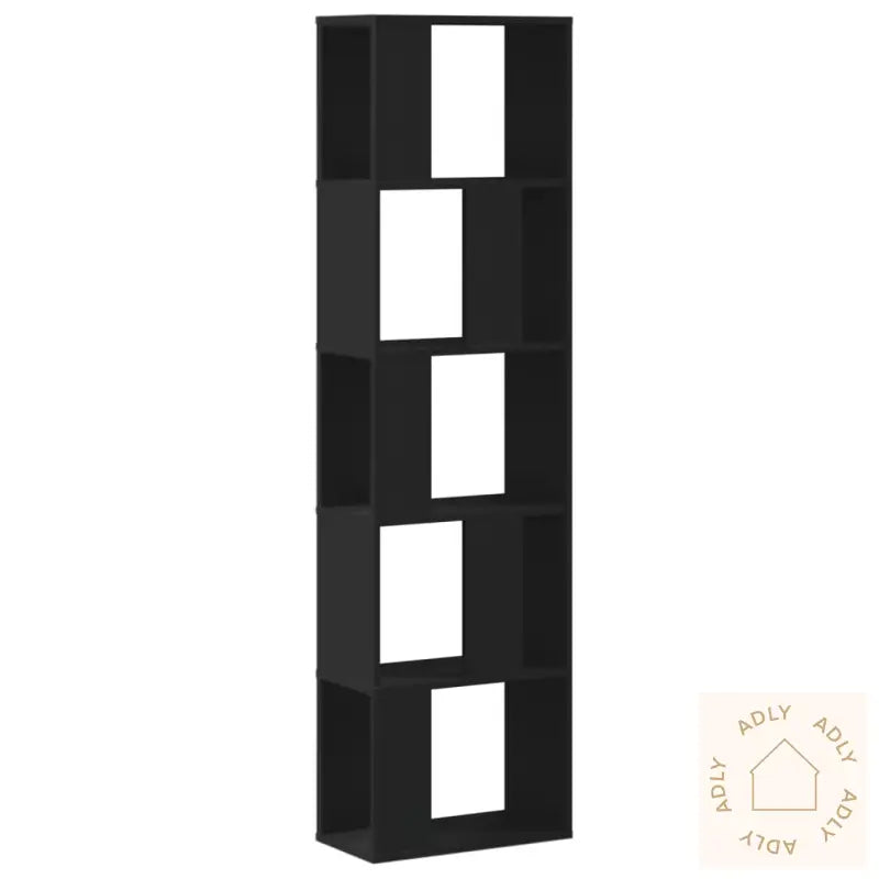 Bokhylle 5 Etasjer Svart 45X23,5X162,5 Cm Konstruert Tre