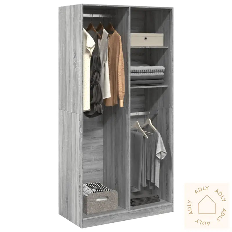 Garderobe Grå Sonoma 100X50X200 Cm Konstruert Tre