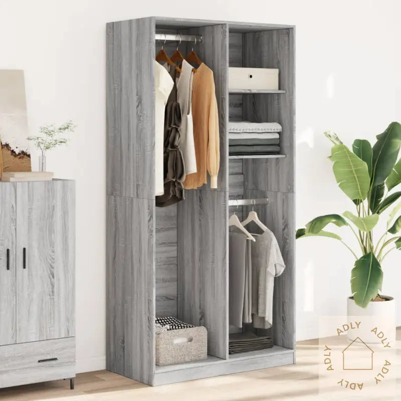 Garderobe Grå Sonoma 100X50X200 Cm Konstruert Tre