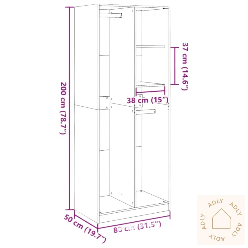 To garderobeskap av solid treverk med mål, perfekt som praktisk garderobeskap eller møbler til hjemmet