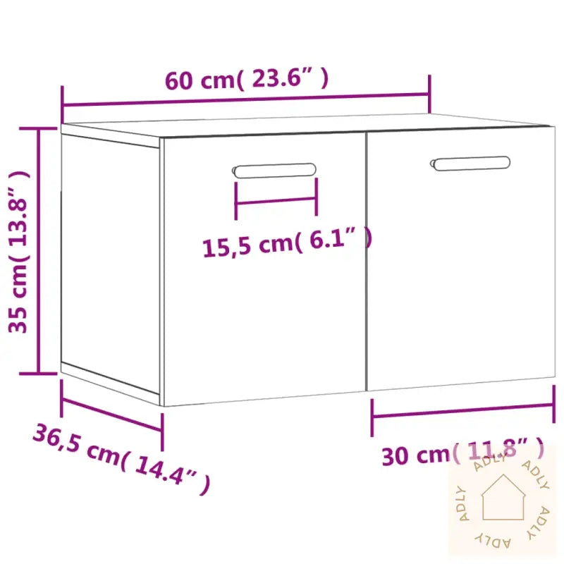 Veggskap Betonggrå 60X36,5X35 Cm Konstruert Tre