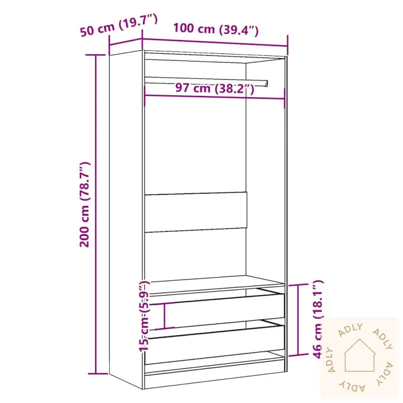 Garderobe Gammelt Tre 100X50X200 Cm Konstruert Tre